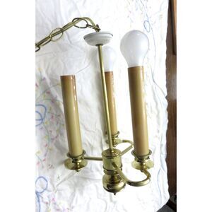 Pendant Light Chain Swag 3 Bulb Polished Brass Hanging Lamp